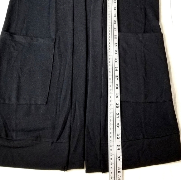 Tickled Teal Black Open Long Neutral Minimal Longsleeve Sweater Cardigan,  S - Picture 6 of 9